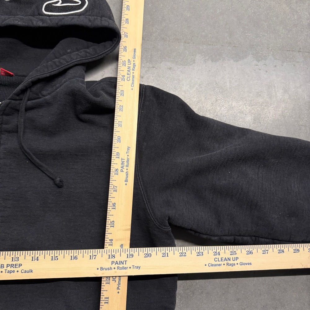Supreme Script Logo Thermal Lined Zip Up Hoodie Mens Medium Black Made in Canada - Picture 3 of 8